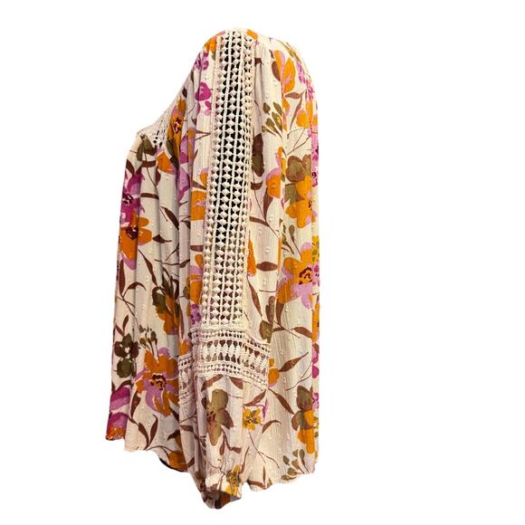 Angie Blouse Medium Womens Top Boho Peasant Cottagecore Crocheted Accents - Picture 4 of 8